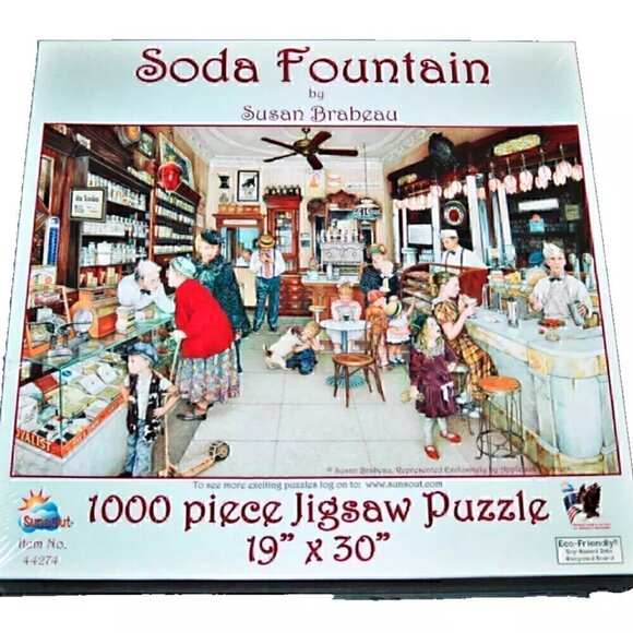 Puzzle SODA FOUNTAIN by Susuan Brabeau 1000 Pieces New - Picture 1 of 3